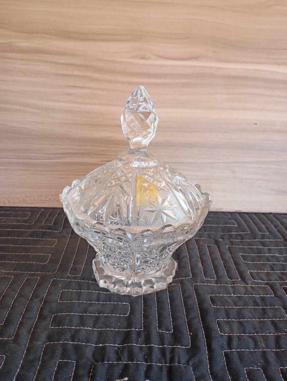 Cut Glass Covered Candy Dish - Clear Crystal Look